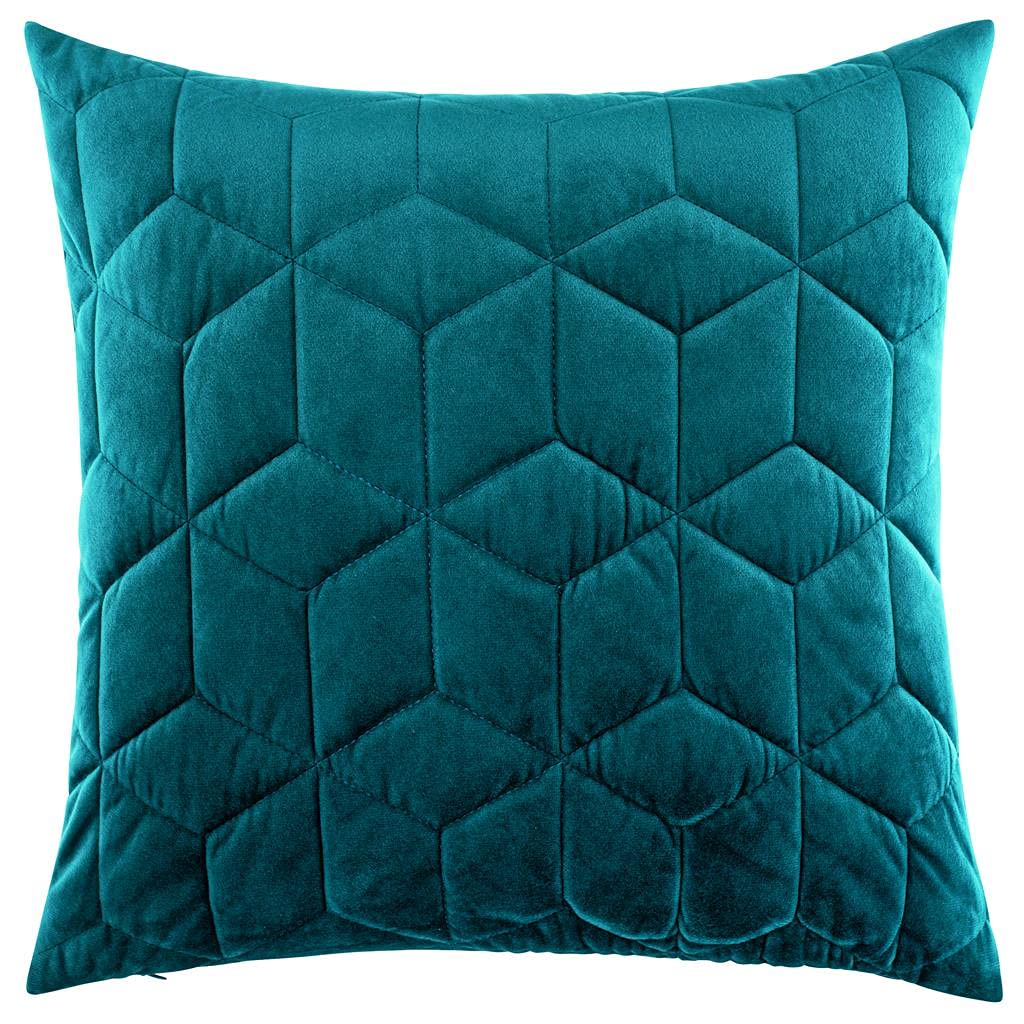 Red Rainbow Cushion Cover 3D Cube Quilted Velvet Geometric Scandinavian Design 18 inch 45 cm Square (Teal)