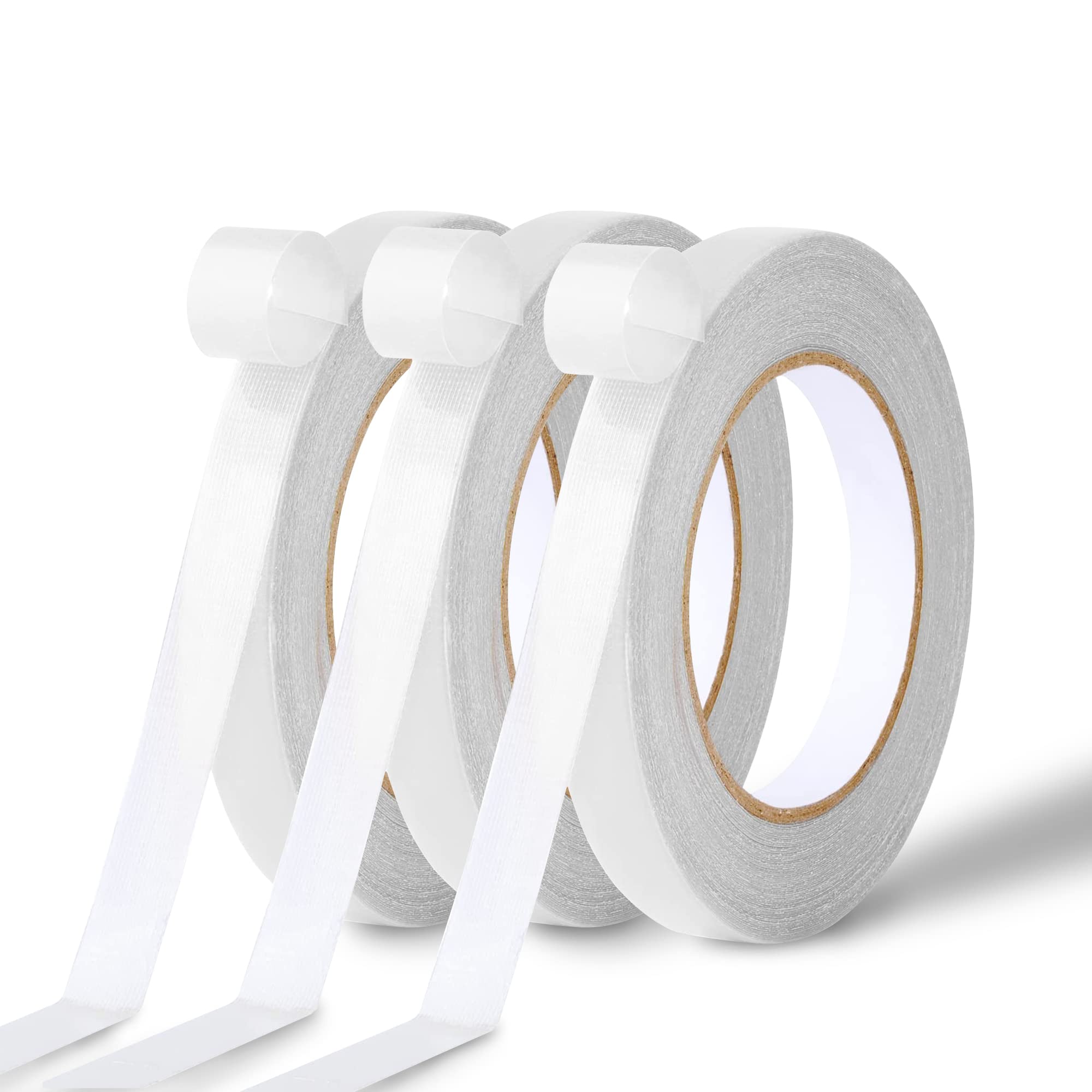 3 Rolls Strong Double Sided Sticky Tape Craft - 0.4 Inches (10 mm)* 30 Yards Carpet Tape Double Sided, Handwork Extra Strong Thin Tapes For Home Decoration And Outdoor Mounting