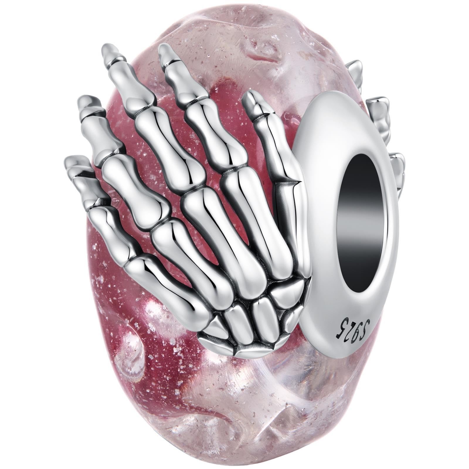 925 Sterling Silber Totenkopf Glas Charm Perle for Pandora