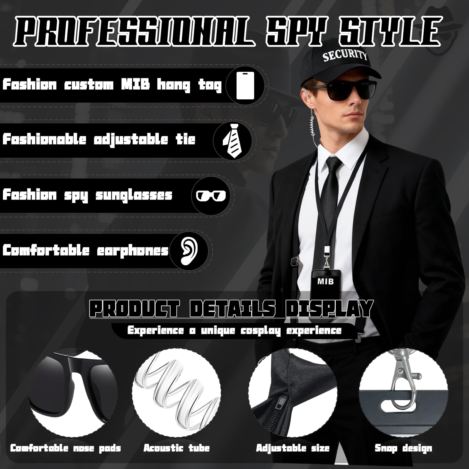 Kyndara 10Pcs Secret Agent Costume Set - Image 3