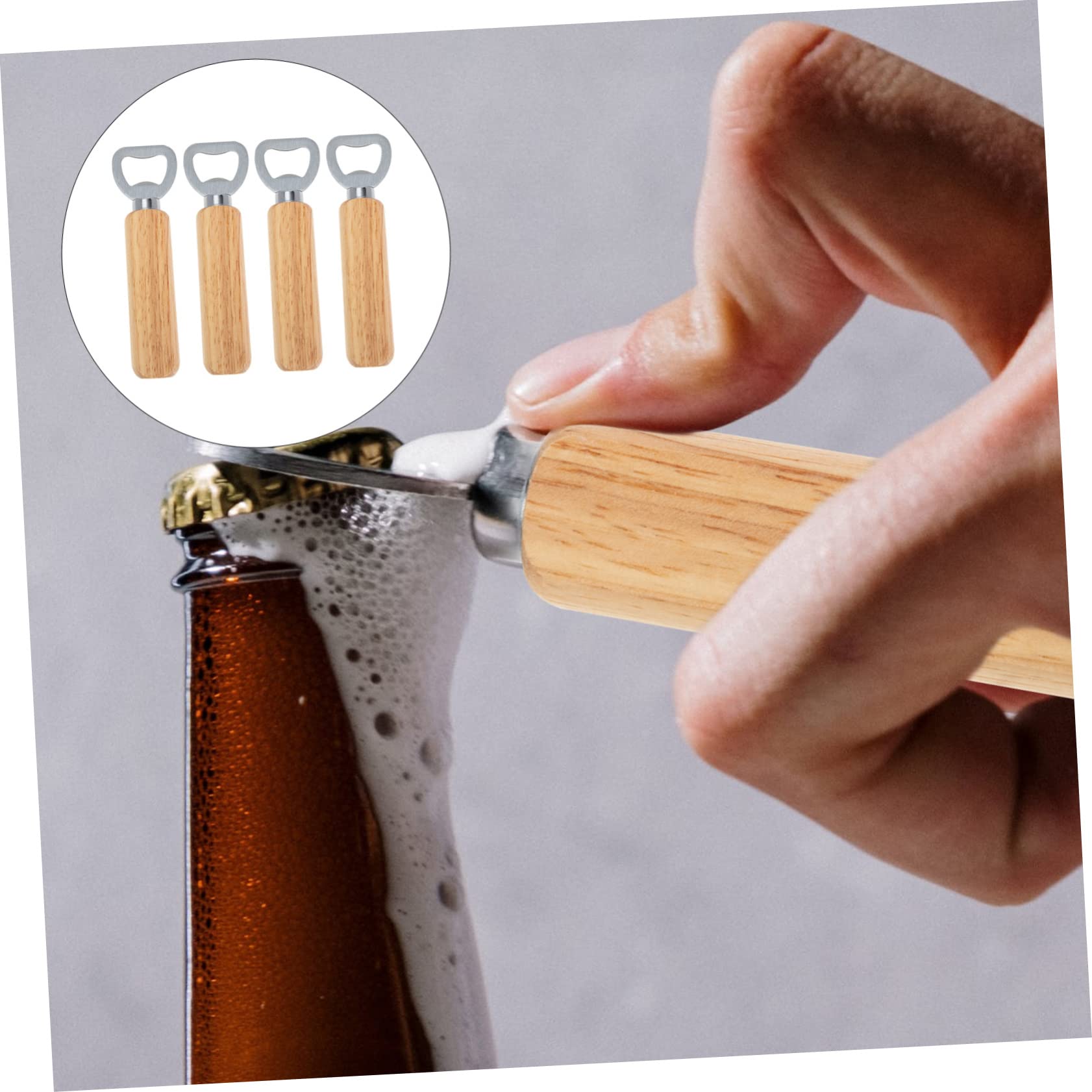 Garneck 4 Set Cavatappi in Legno Apribottiglie Bar Cremagliera Gadget Apribottiglie Da Apriscatole Sbarra Idro Rimozione Della Bottiglia Di Birra Vino Khaki Di Legno 4 Pezzi * 4