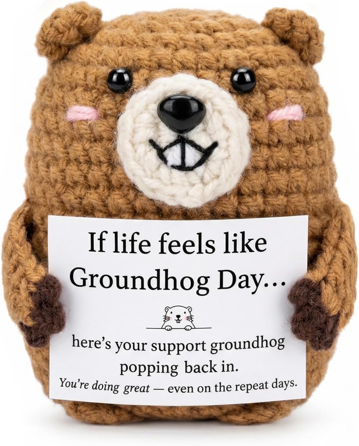 MHSMHL Inspirational Positive Crochet Groundhog