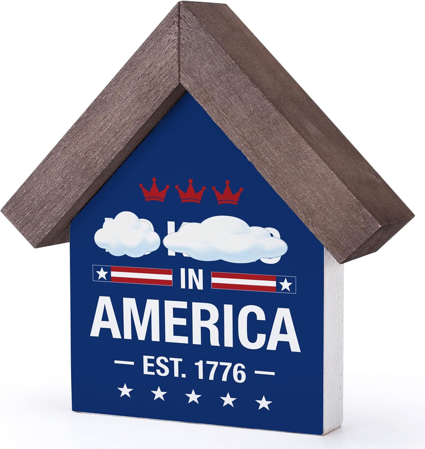 MBL 4th of July Independence Decorations – Patriotic USA America Independence Day Memorial Day 250th 250 Years Anniversary Merchandise No Kings Wood Sign, Fourth of July Table Home Indoor Decor