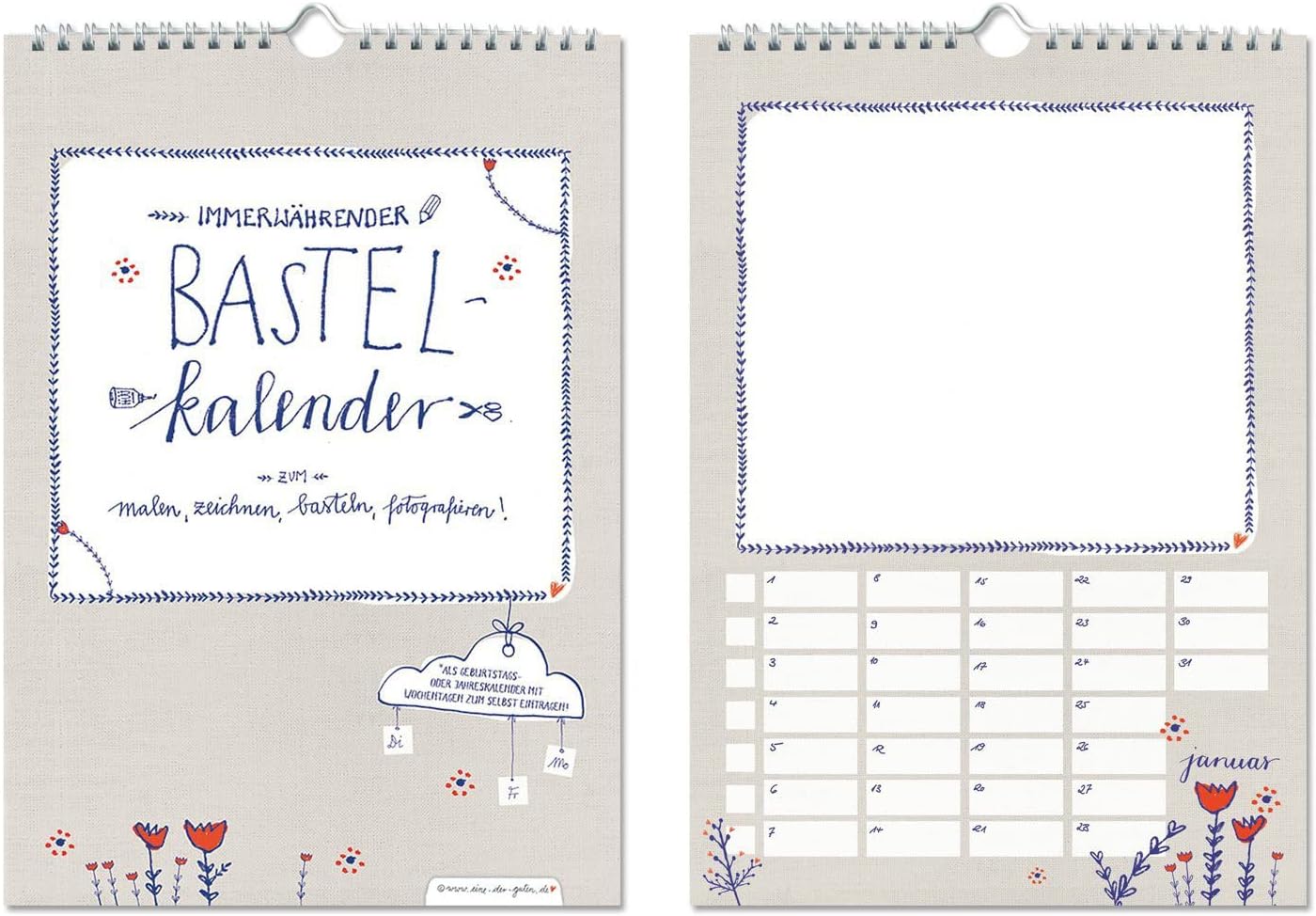 Bastelkalender ohne Jahr zum Selbstgestalten, A4 Dauerkalender