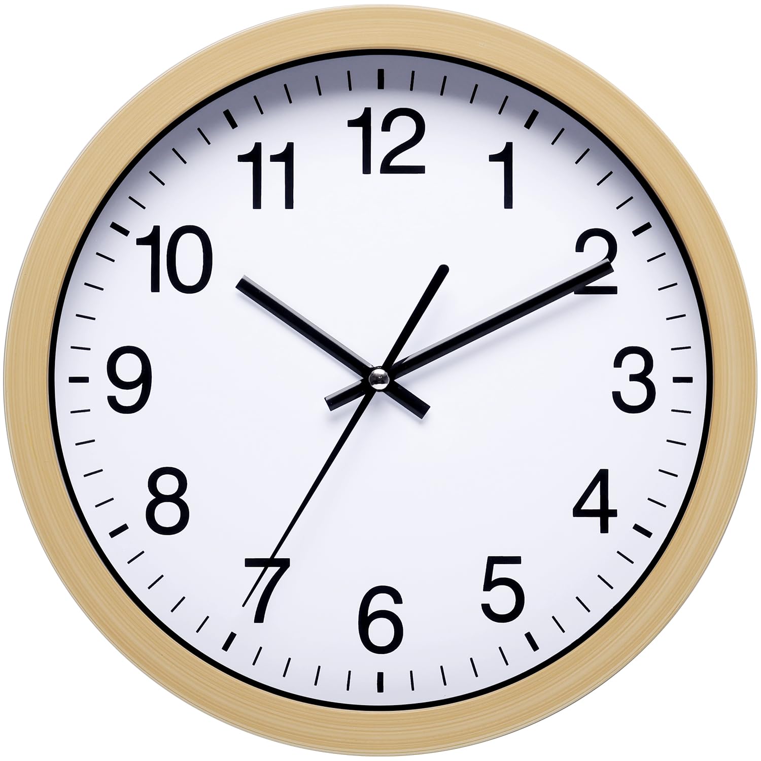 MOVEBESTWall Clock 10 Inch Silent Quartz Wall Clock Non-Ticking Battery Operated Clock Simple Round Wall Clock Easy to Read Clock for Home, School, Office