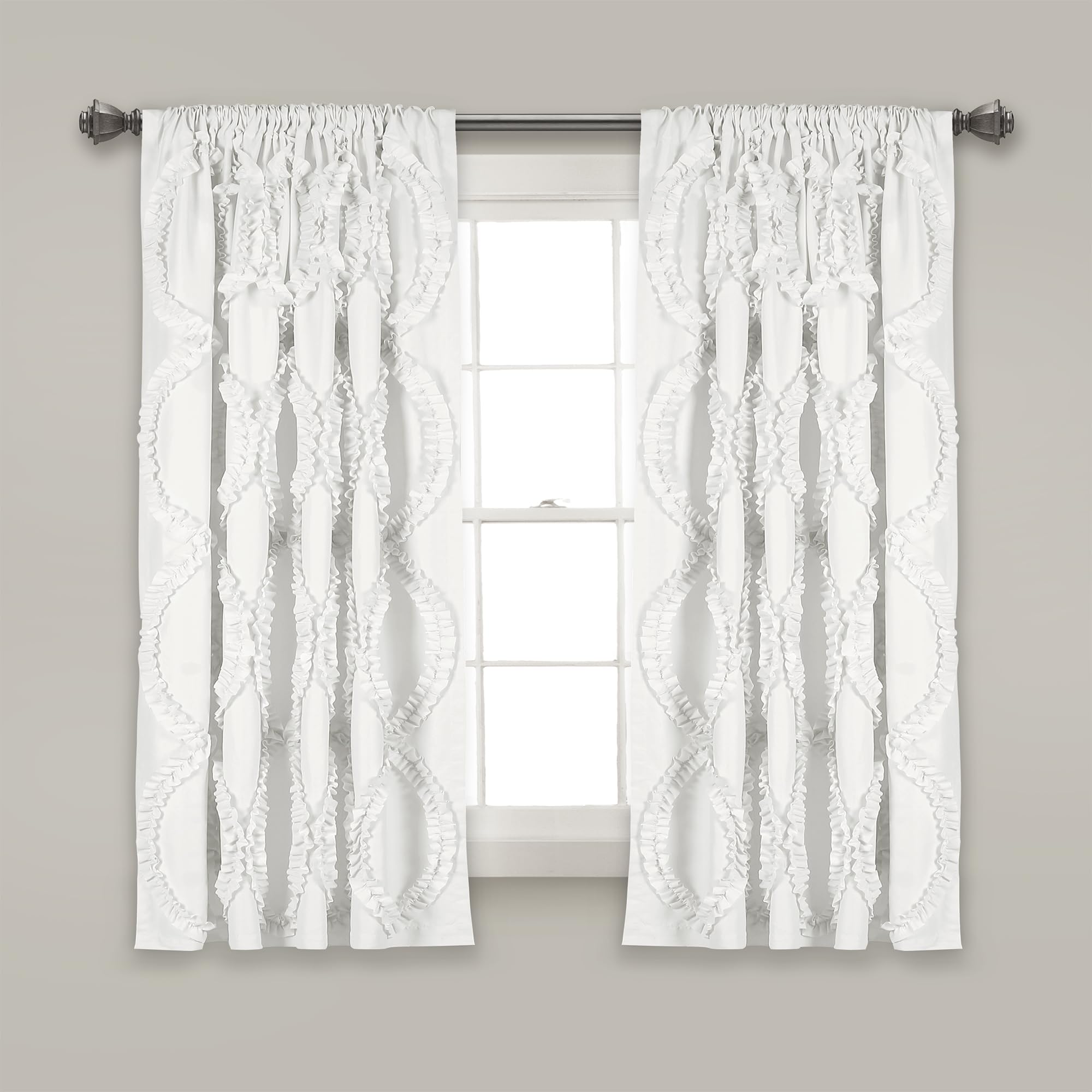 Avon Window Curtain Ivory Panel for Living, Dining Room, Bedroom (Single), 54"W x 63"L, White