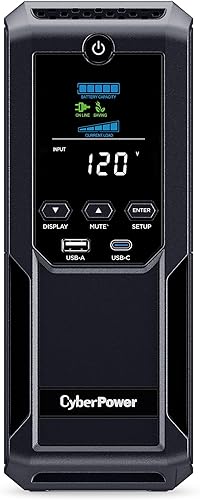 Miniatura 9 de CyberPower CP1500AVRLCD3 - Sistema UPS LCD Inteligente, 1500VA/900W, 12 tomas, 2 puertos USB, AVR, minitorre, negro