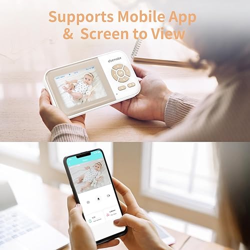 Miniatura 4 de ebemate Cámara de monitor de bebé con pantalla LCD de 2.8 pulgadas, video HD y audio, sin visión nocturna brillante, cámara de audio de conversación