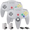 2.4 GHz Wireless N64 Switch Online Controller, USB Receiver & N64 Receiver, Compatible with Windows PC iOS Mac Raspberry Pi, N64 / Switch Online/NSO - (Rechargeable) (Plug and Play) (2 Pack Gray)