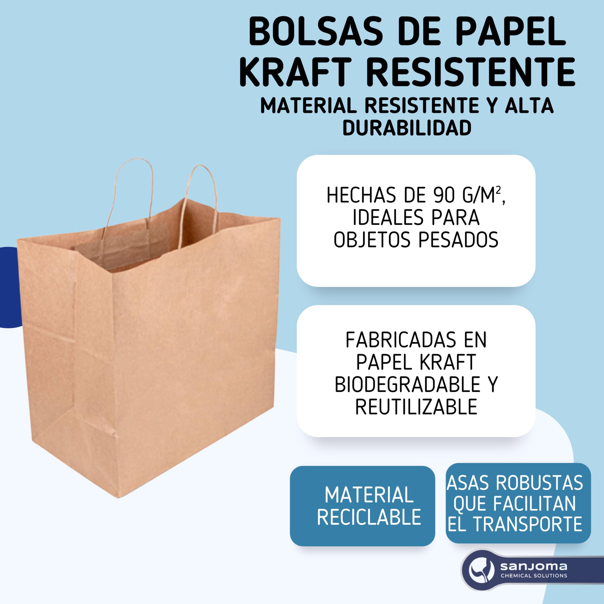 SANJOMA 250 Bolsas Catering Con Asas | Bolsas De Papel Kraft Natural | Biodegradables, Recicladas Y Reutilizables | Bolsas Con Asas Tamaño 18+21x28,5 Cm, Gramaje 90 G/M2 | Bolsas Papel Kraft Pequeñas