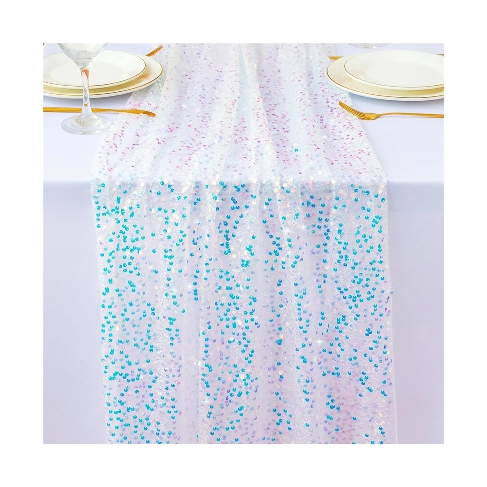 Enmrfvkz Wit Glitter Gauze Table Runner, Glitter Gauze Table Runner Multicolor 30X(183-275)Cm 2 Pcs