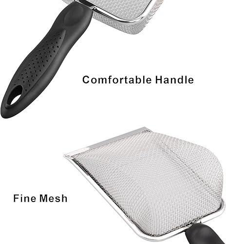 Miniatura 3 de Aiicioo Cuchara de arena de acero inoxidable para reptiles, tamiz de pala de metal, malla fina, limpiador de sustrato de terrario, tamiz de esquina,