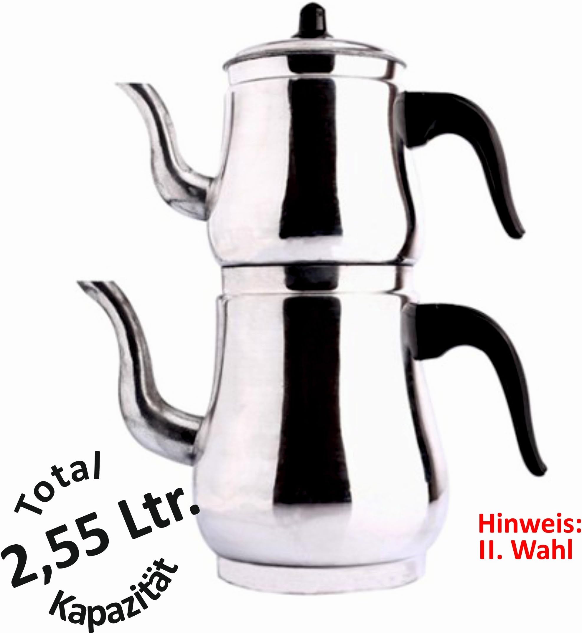 Arkom 400.253 – Total 4 Turkish Tea Set Teapot, B Grade, Aluminium, 2.5 Litres