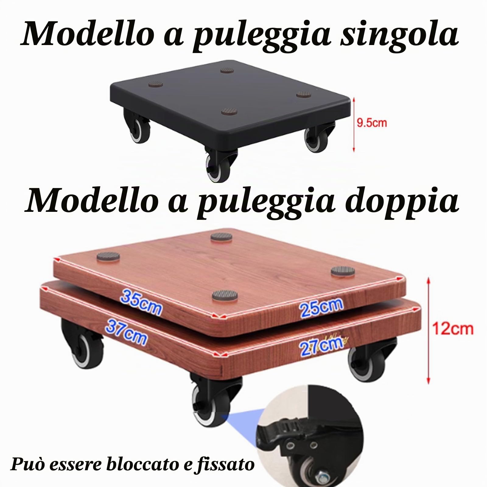 SFKLYU Supporto per Altoparlante da Pavimento, Stabilizzatore, Base, Piedini di Isolamento per Altoparlante, Staffe/Vassoio per Altoparlante, Bloccabili con Ruote Universali,A,25 * 35CM