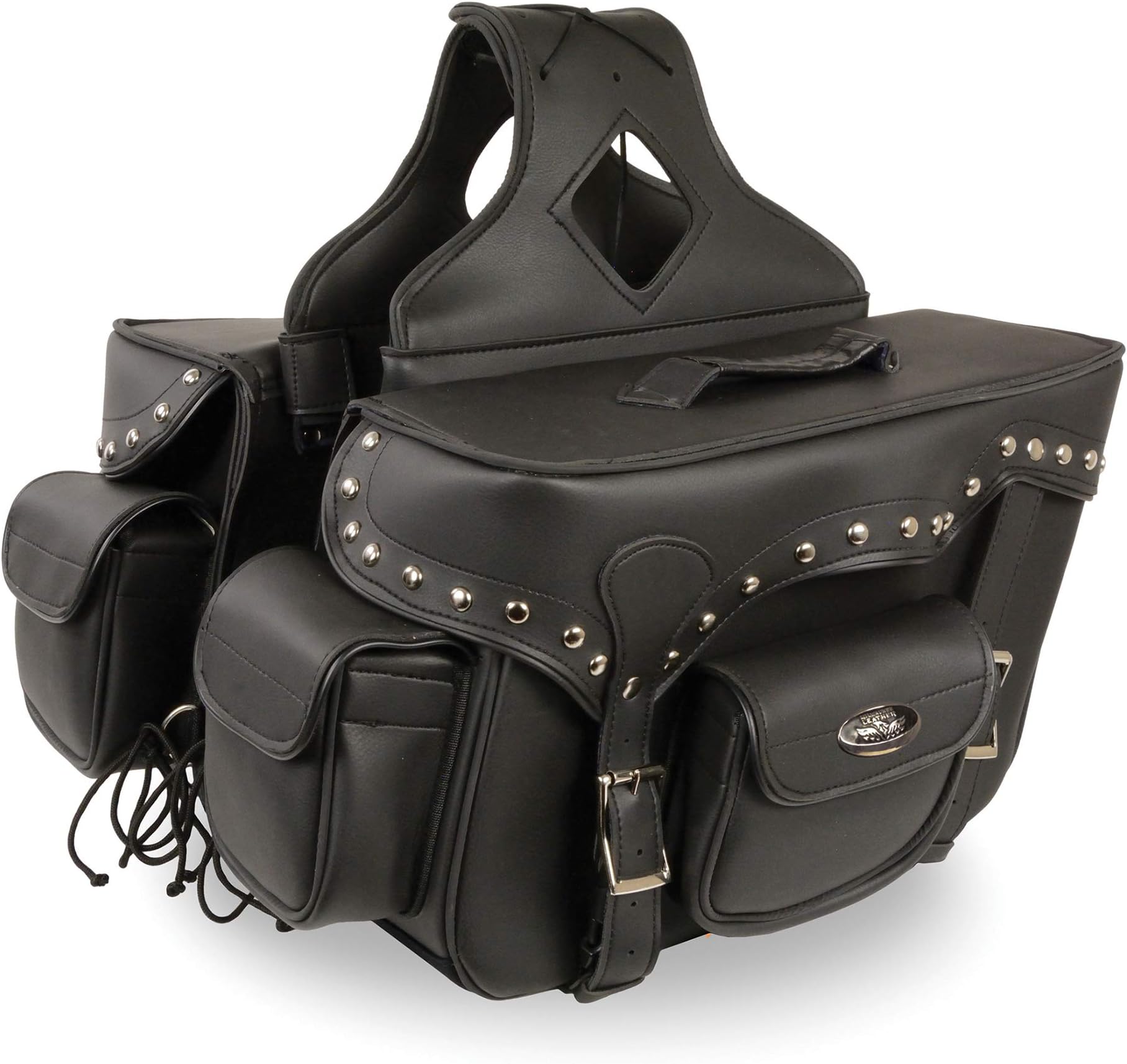 MilwaukeeMilwaukee Performance Double Strap Black Pvc Throw Over Motorcycle Saddlebags (Studded)