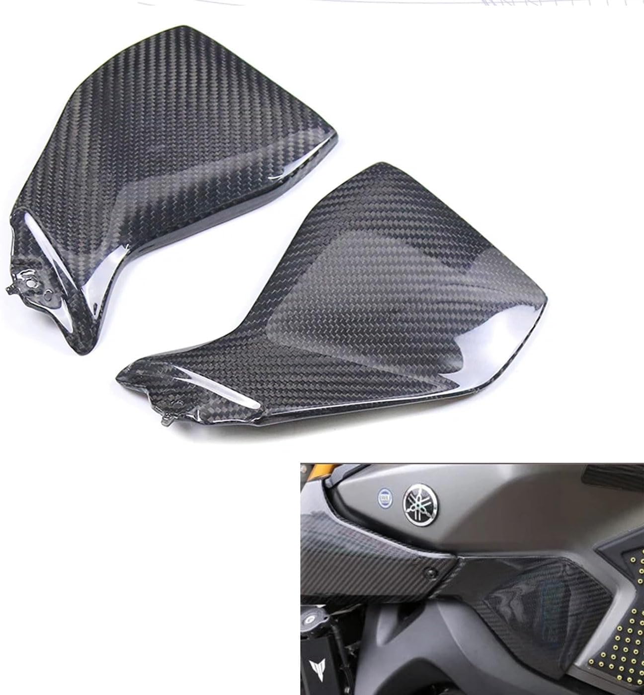 MT09 Tank Side Real Panels Carbon Fiber Tank Side Covers Fairings For Yamaha MT09 FZ09 2013 2014 2015 2016 2017 2018 2019 2020