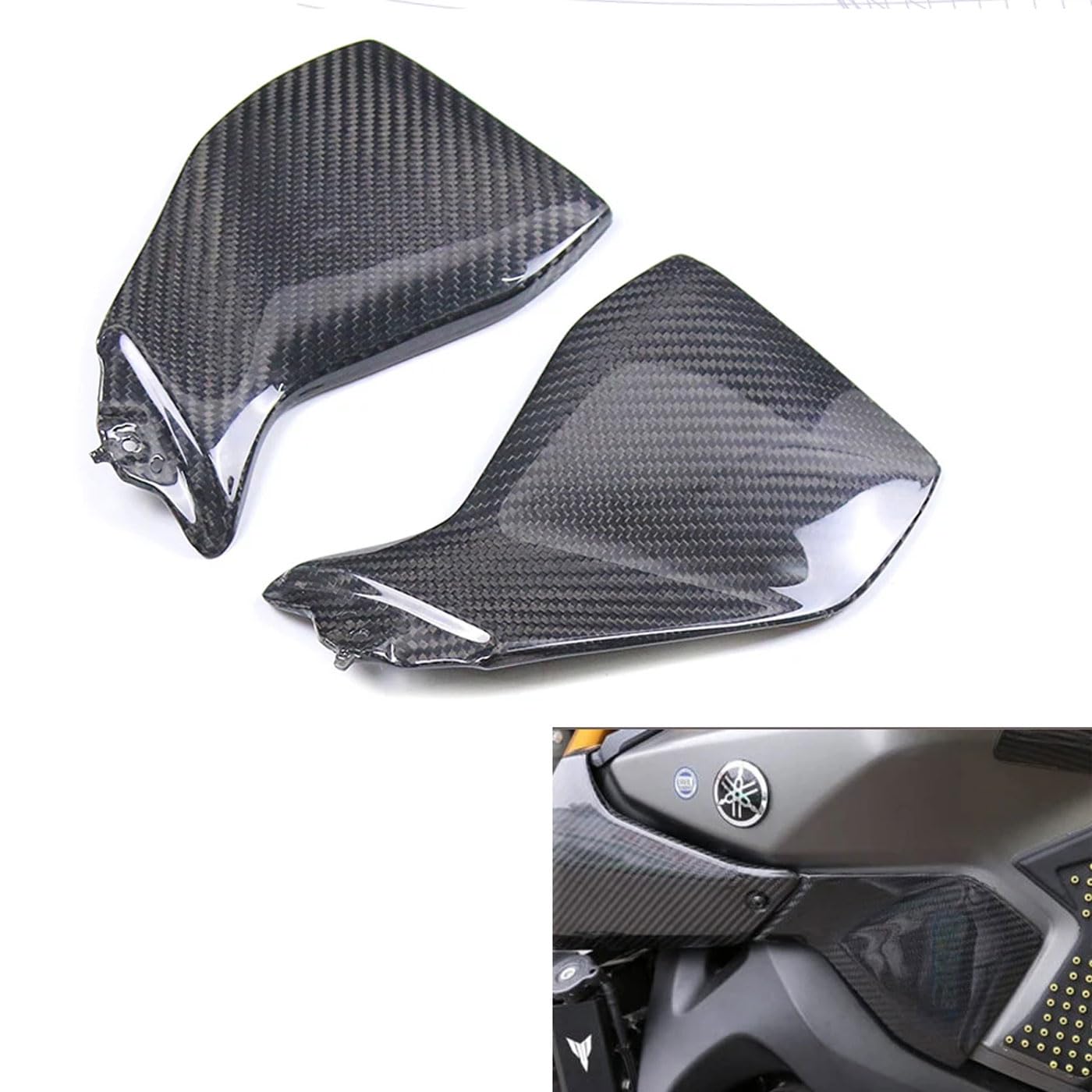 MT-09 2014 2015 2016 カーボン タンクサイドフェアリング Amazon.com: MT09 Tank Side Real Panels Carbon Fiber Tank Side