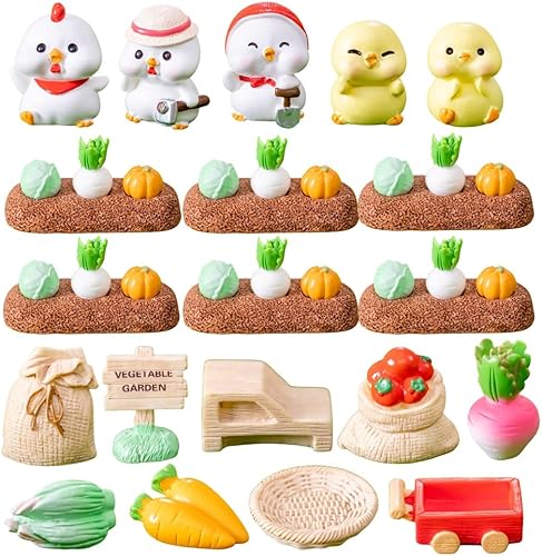 Miniatura 2 de Kit de 7 piezas de figuras miniatura de resina de conejo, accesorios de jardín de hadas, mini cesta de paja, figuras de zanahoria, adornos de conejo