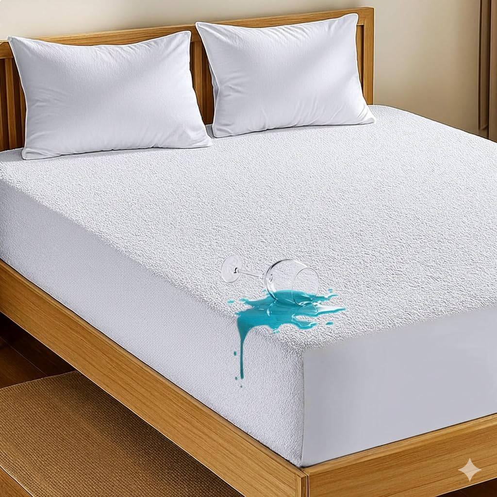 4AS Terry Towel Waterproof Mattress Protector – Super Absorbent & Aloe Vera Treated for Extra Comfort – Bunk Mattress Protector (76x190+30 cm)