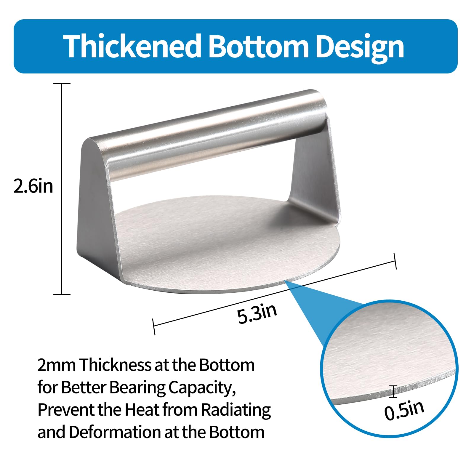 Pressa Per Smash Burger 5.5 Pollici - Acciaio Inossidabile Antiaderente, Per Griglia - Foto 11