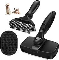 Vista 40 de 3 piezas de cepillo de limpieza autolimpiante, rastrillo de aseo de mascotas y cepillo de baño para perros, gatos y caballos Peine
