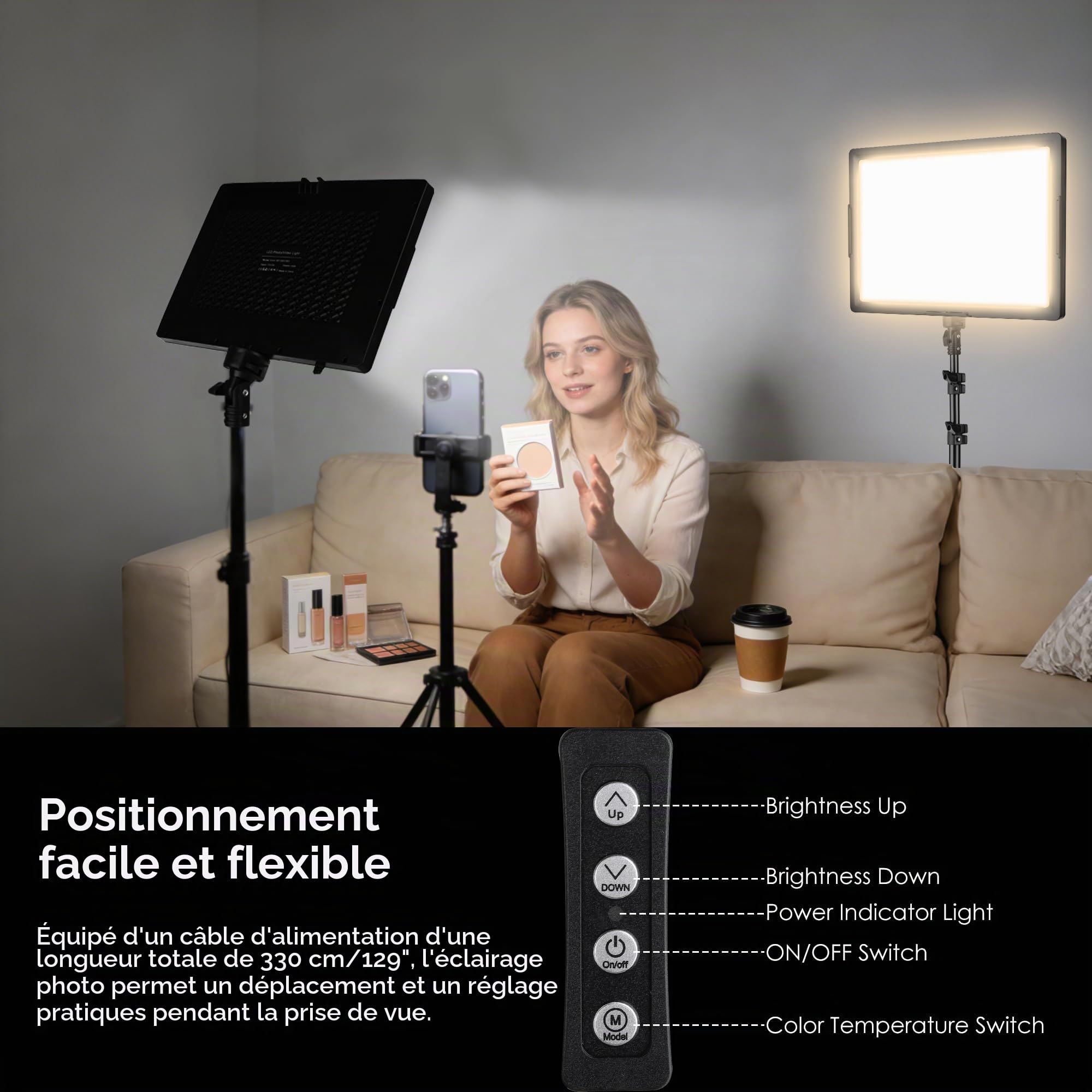20W Lumière Photo et Vidéo LED 2-Pack, Ci-Fotto Dimmable Bi-Couleur Lampe Photographie, Kit d'éclairage Photographique 175cm 2800-6500K CRI 97+ 2000LM pour Studio,Youtube TikTok l'enregistrement Vidéo