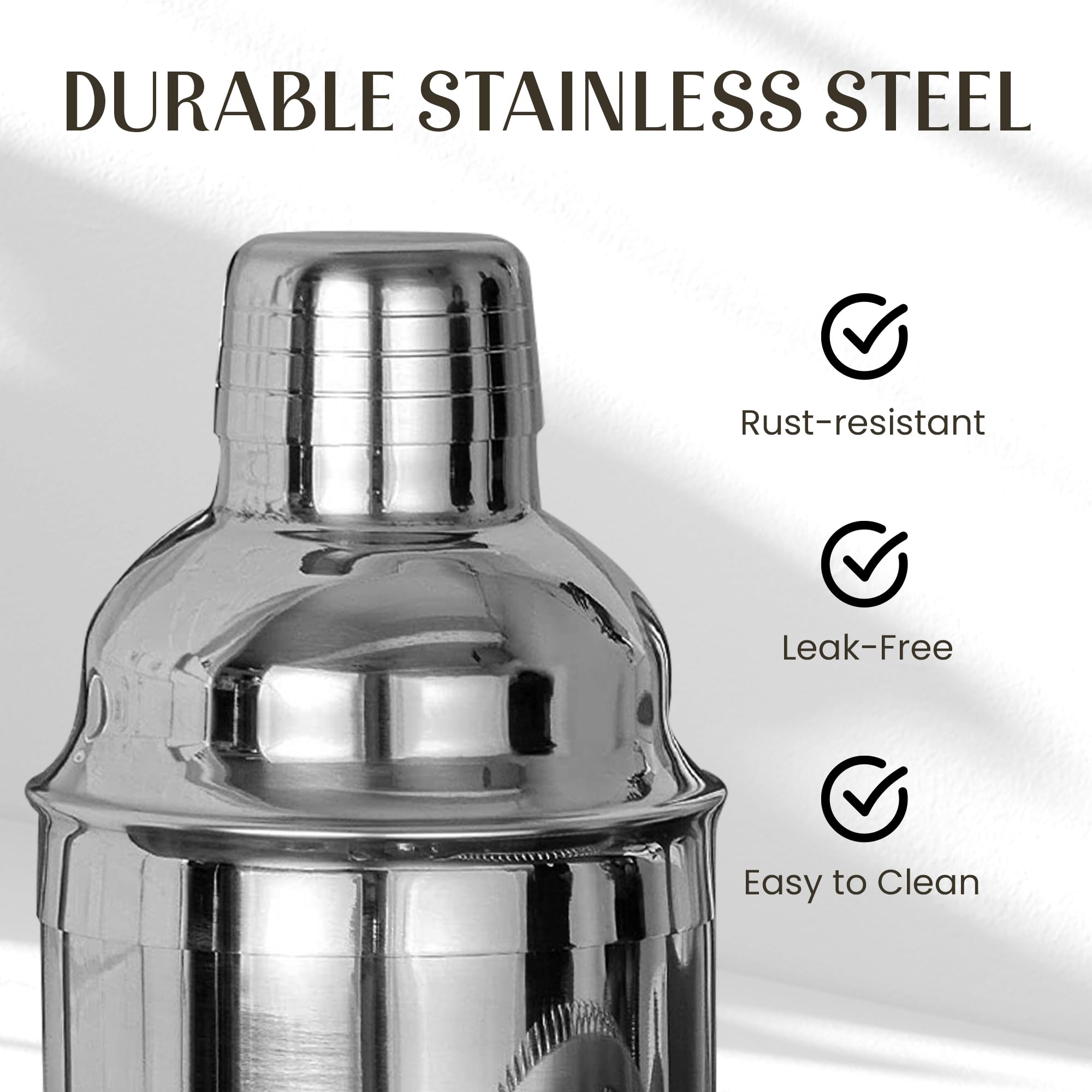 Mixology & Craft Cocktail Set 15-TLG. - Cocktail Shaker Set aus Edelstahl mit Bar Zubehör - Silber
