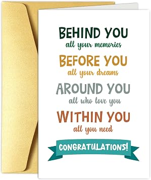 Obbyidk Graduation Card for Him Her, Congratulations Card for New Graduate, Sweet Grad Card, All The Best Wishes for You