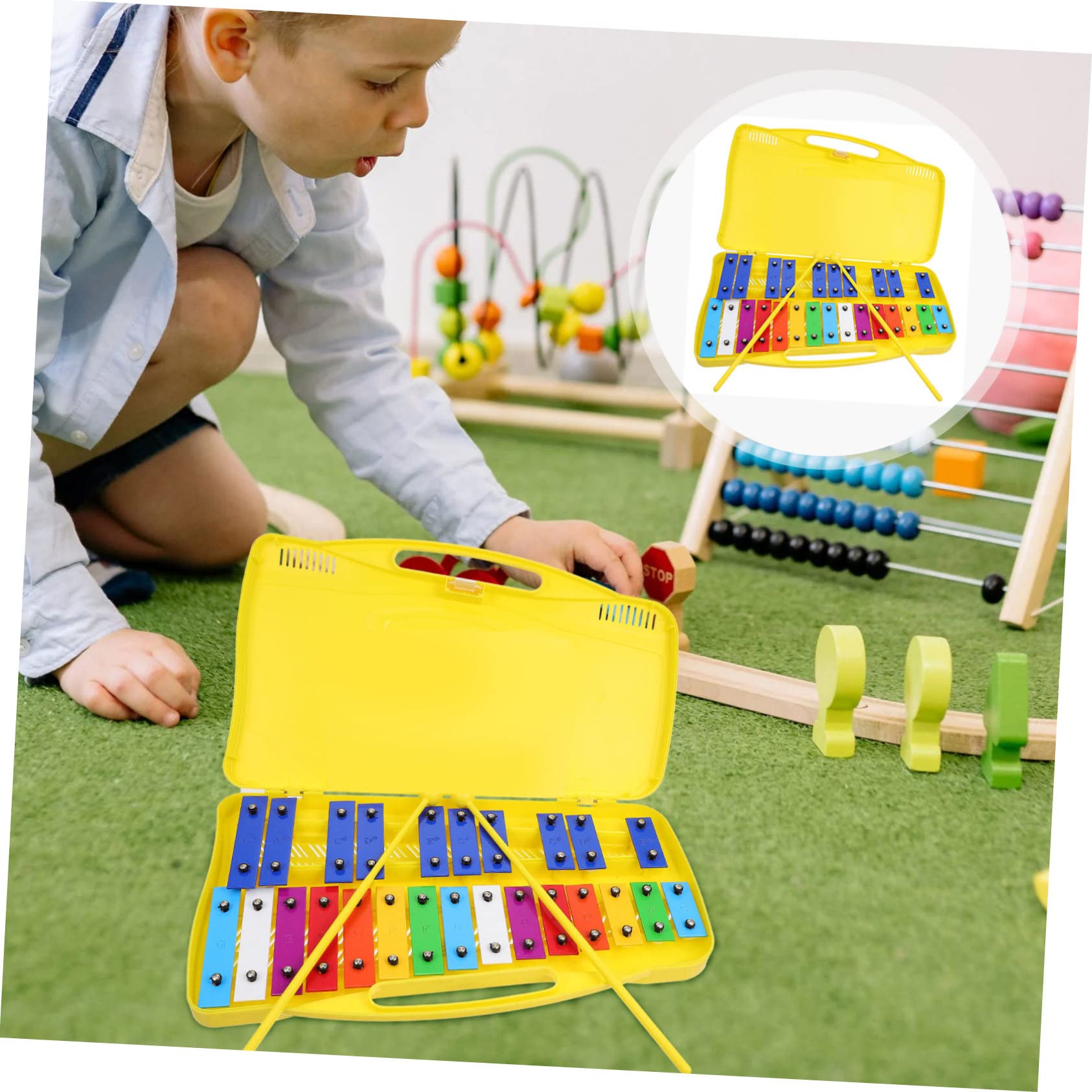 Metalófono de 25 Notas, 1 Juego, Placa de Hierro y Plástico | Instrumento Orff, Base Firme y Superficie Lisa, Estimula el Ritmo en Casa o Aulas para Pequeños y Bebés