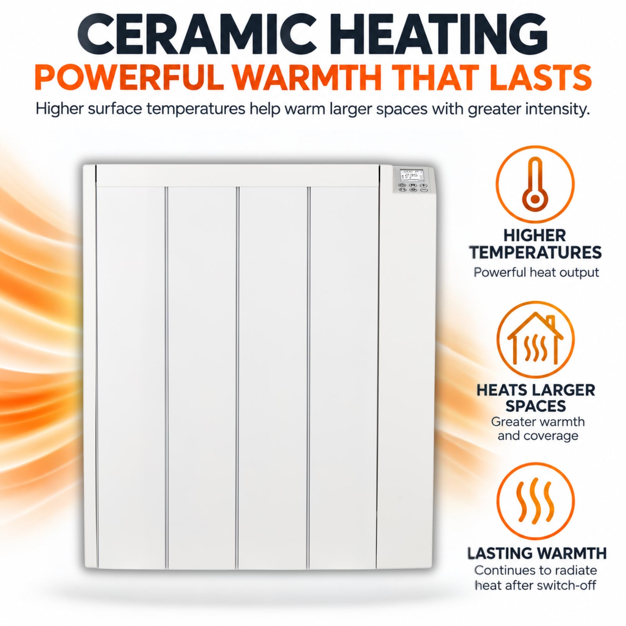 MYLEK,Radiatore elettrico a pannello in ceramica, con timer digitale programmabile da 1000 W, montaggio a parete, in alluminio, sottile, IP24, LOT 20, risparmio energetico (1000 W)