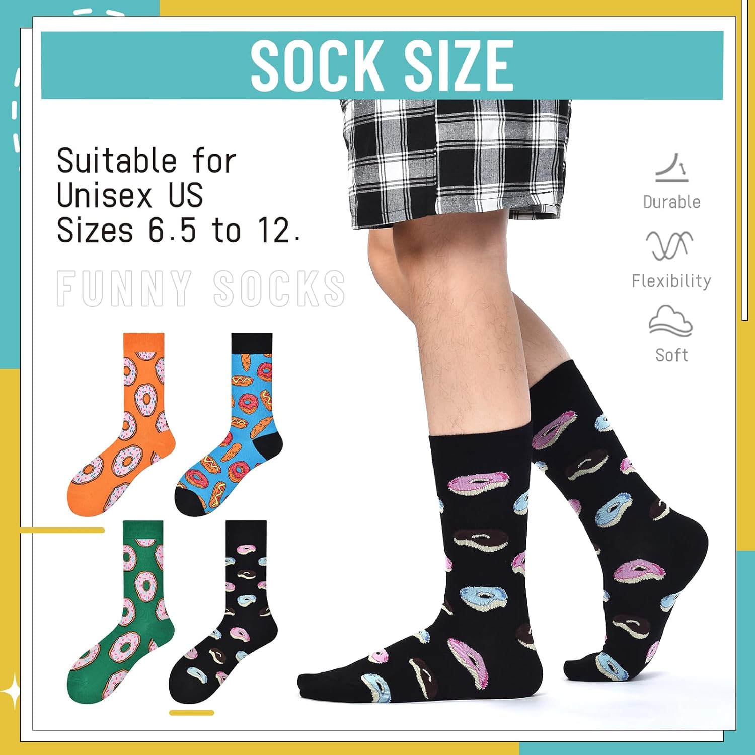 Crazy Food Socks Funny Sock for Men Women Fun Gift for Foodie Novelty Dress Cotton Socks - Image 5