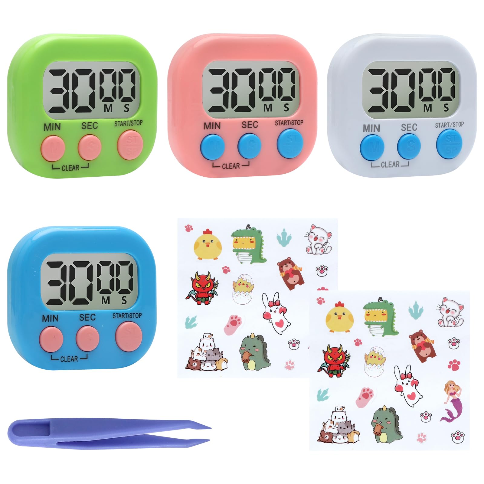 4 STK Digitaler Küchentimer, Stoppuhr,Magnetisch Timer Küchenwecker Digital