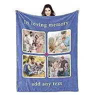 Custom Memorial Throw Blanket,in Loving Memory Photo Blanket for Loss of Daughter Son Mom Dad - Personalized Dog Name Sympathy Remembrance Blanket for Grieving Pet Owner Remembrance Gifts