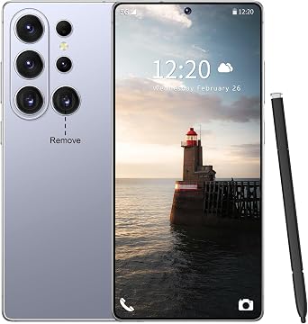 Huness S26 Ultra Unlocked Phone,Built in Pen The Phone,Cell Phone Battery 7000mAh 6.99" HD Screen,Android 15 16+512GB Smartphone,Dual SIM/5G/Face ID/Fingerprint Lock/GPS Silver Blue