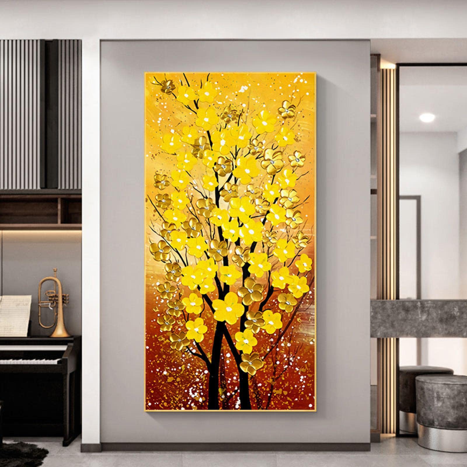 Impression Sur Toile Tableau Sur Toile Châssis Doré Arbres Peinture