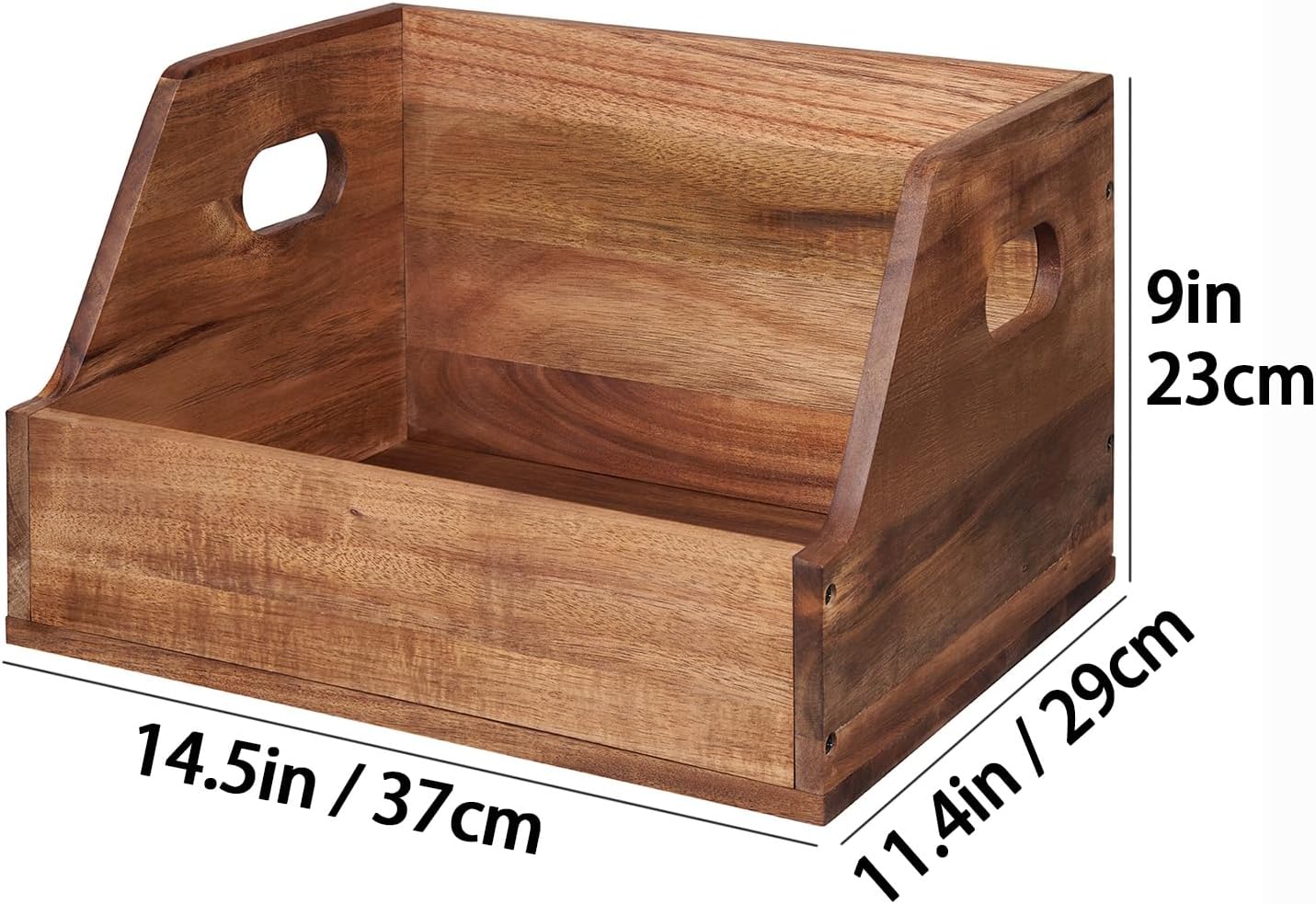 Acacia Wood Vinyl Record Storage Crate - Classic Cube Record Holder, Album Organizer Case Box for 60+ Records, Home Decor and Collection Display