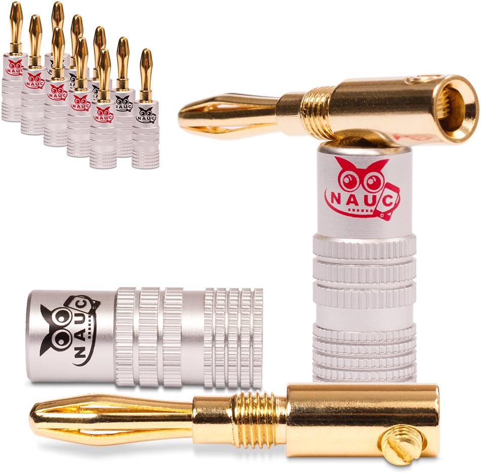 12 x Banana Plug Gold Plated High End Nauc Speaker Plug 24 K 6 mm²
