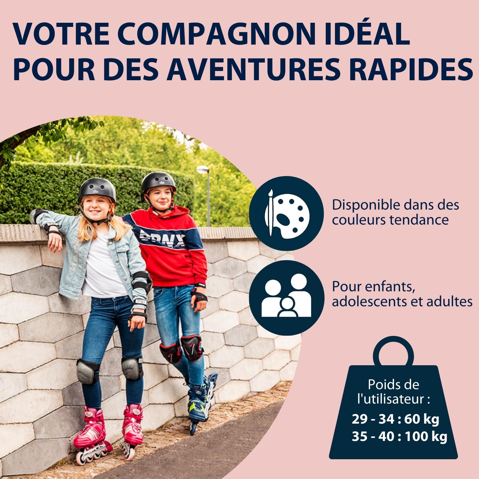 HUDORA Inline Skates Comfort - Patins à roulettes pour Enfants & Adolescents en différentes Tailles - Rollers réglables en Largeur et en Longueur jusqu'à 6 Tailles - Chausson Respirant