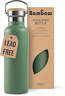 Bambaw Insulated Water Bottle 1l, Stainless Steel Water Bottle 1l, Leakp...