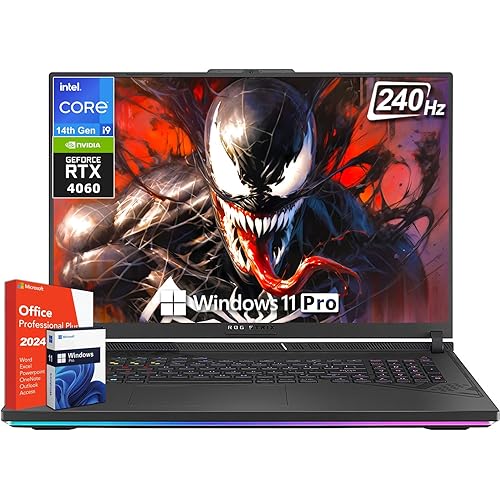 ASUS ROG Strix G18 Gaming Laptop, Microsoft Office 2024 Lifetime License & Windows 11 Pro, Intel i9-14900HX, NVIDIA GeForce RTX 4060, 64 GB DDR5 RAM, 4 TB SSD, 18" 2.5K 240Hz Display, Backlit