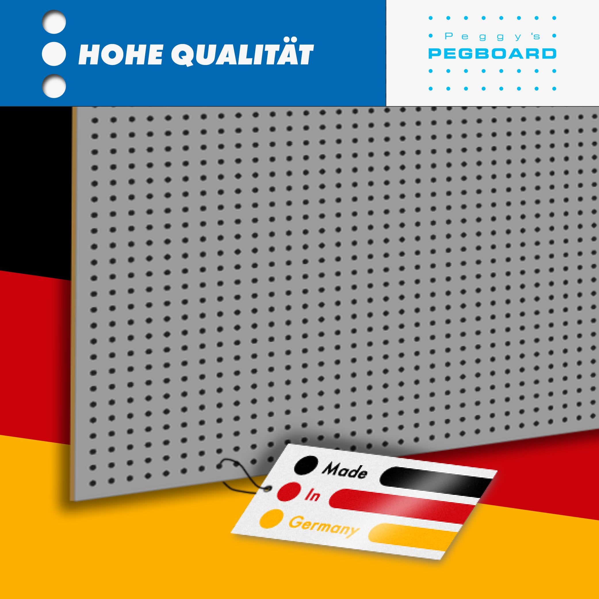 Pegboard Midi 4 St. Werkzeugwand aus Holz (MDF) 99 x 58,5 x 0,4 cm - Lochung Ø5 mm Lochabstand 15 mm - grau lackiert - Made in Germany