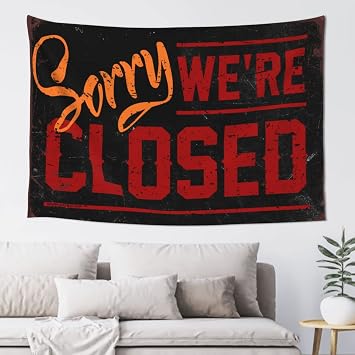 PLOWS Funny Outdoor Decor Sorry WeRe Closed Tapestry Cave Man Bar Outdoor Bar Accessories Decor100X150CM