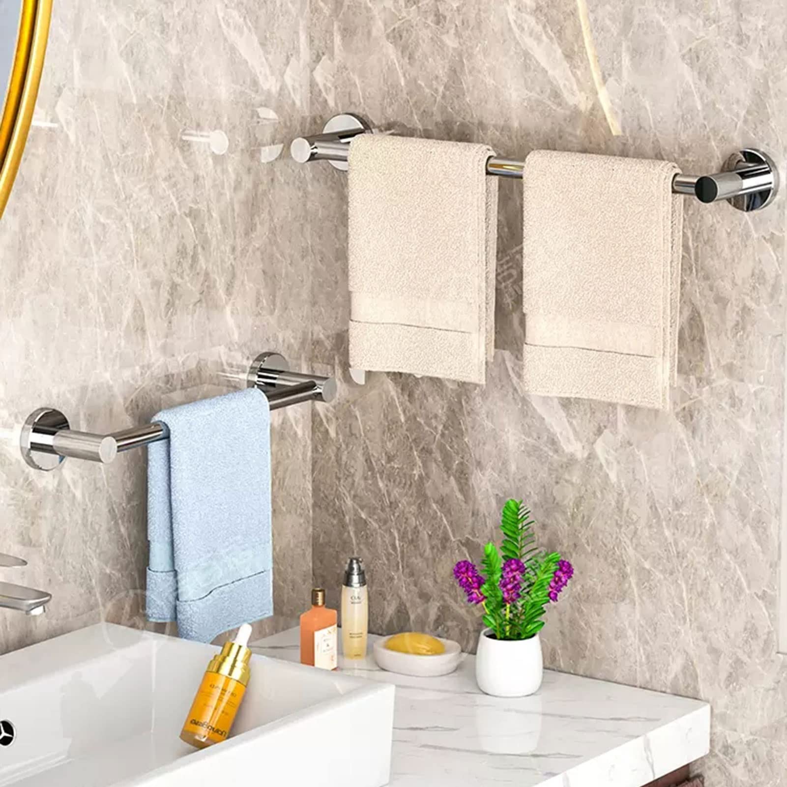 Portasciugamani Multifunzione, portasciugamani in Acciaio Inossidabile SUS 304, portasciugamani a Parete, mensola per Asciugamani per Cucina, Bagno e Toilette, Argento (Dimensioni : 110cm)