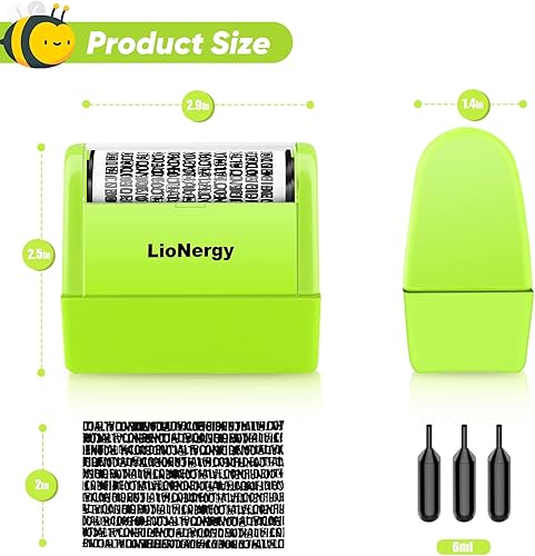Miniatura 8 de Sello de rodillo de protección de identidad, rodillo extra grande para prevención de robo de identidad con 3 repuestos, 10 calcomanías de vinilo