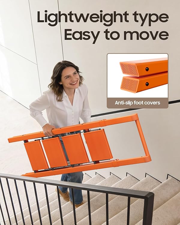 HillhutApex Aluminum 4 Step Ladder, Step Stool Foldable Ladder(Orange) by HillhutApex - Used condition - Image 8