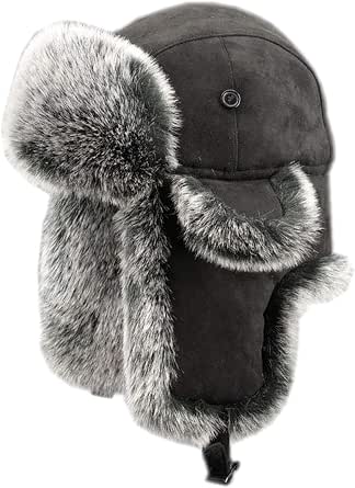 Insun Unisex Fliegermütze Wildleder Winddicht Trappermütze Warme Kunstfell Russische Mütze