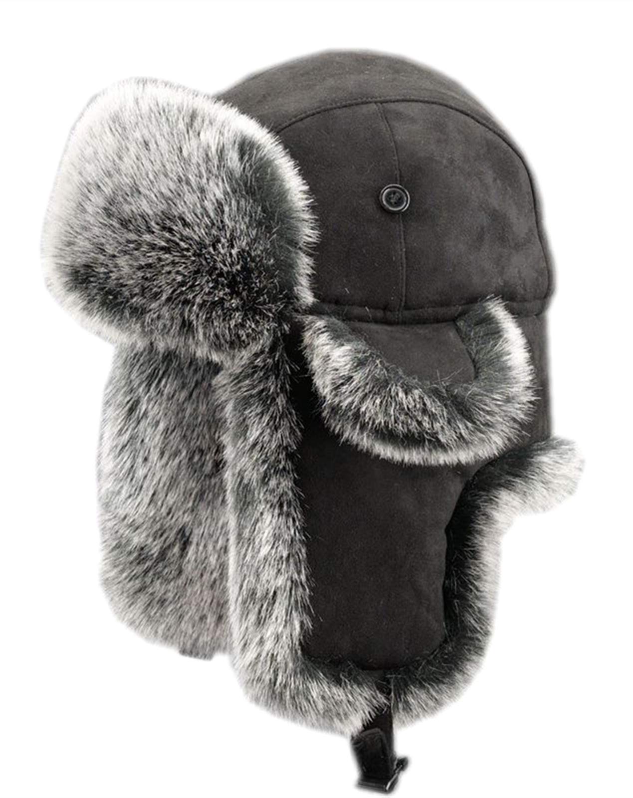 Insun Unisex Fliegermütze Wildleder Winddicht Trappermütze Warme Kunstfell Russische Mütze