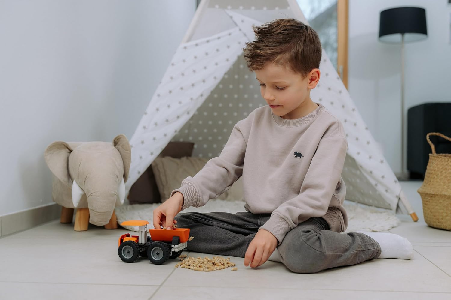 fischertechnik Junior Max 576101 – Solar Building Toy for Children, 10 Models, Educational Toy from 5 Years, Orange