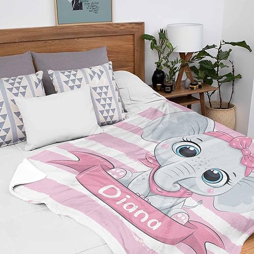 Miniatura 176 de Artsadd Personalized Baby Blanket for Boys Girls with Name, Custom Baby Name Blanket with Unicorn Pattern Customized Name Receiving Swaddle Throw