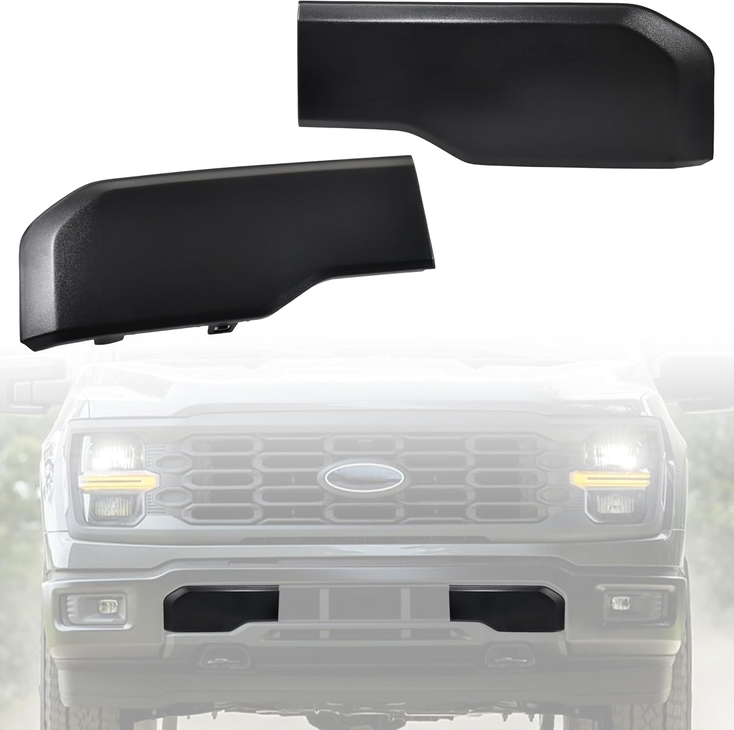 Front Bumper Guards Pads for 24-25 F150, Front Bumper Inserts Body Armor Anti-Scratch Edge Trim Cover for Ford F-150 2024 2025 Accessories(2PCS, Black)